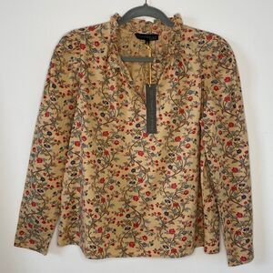 NWT House of Harlow Women Long Sleeve  Floral Blouse XS Sonia Nude